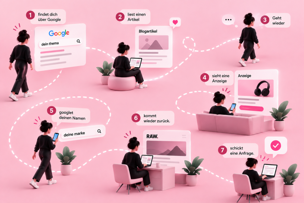 Person die eine Customer Journey durchläuft